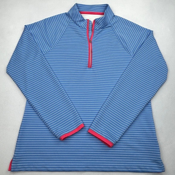 Peter Millar Tops - Peter Millar Performance Quarter Zip Womens Medium Blue Stripe UPF 50+ Size M